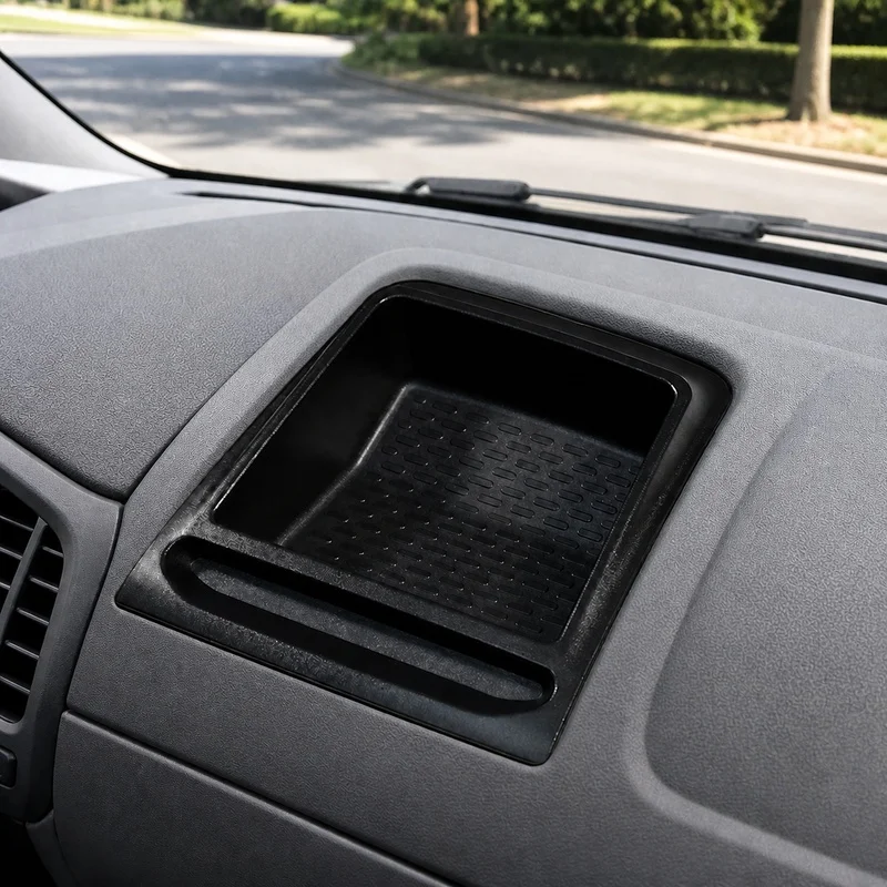 Car Dashboard Storage Tray for Fiat Ducato, Boxer, Relay 2014+ - Center Console Organizer in Black