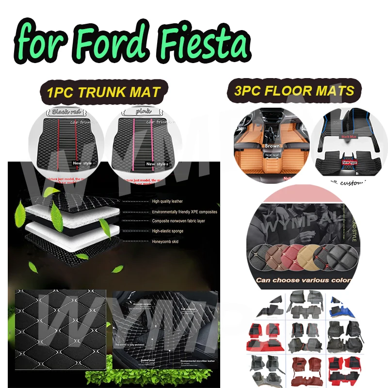 LUXURY Car Floor Mats For Ford Fiesta 2016 2015 2014 2013 2012 2011 2010 2009 2008 Leather Carpets