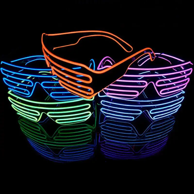 Light Up Shutter  Wire Neon  Glasses Glow  Plastic Rechargeable  USB led Glasses