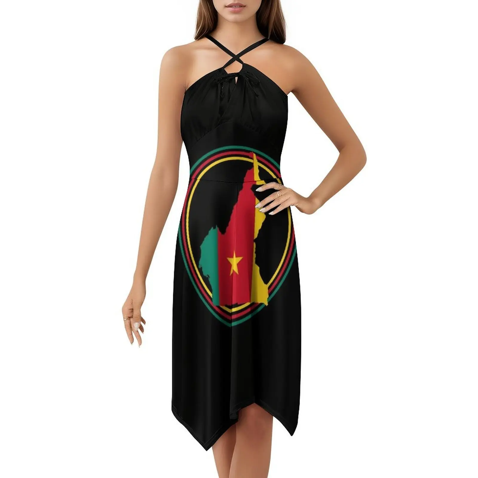 فستان حفلات أنيق للسيدات من الكاميرون على شكل حرف a مع خيارات قصيرة/طويلة/بدون أكمام، حفلة كاميرون كاميرونية فخورة المركزية #5