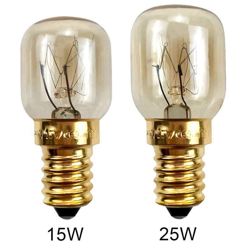 Bombilla de alta temperatura, 15W, 25W, E14, 300 grados, para horno microondas, lámpara de vapor de filamento de tungsteno, Bombilla de sal
