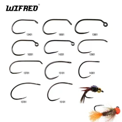 WIFREO 100pcs Barbless Fly Tying Hook High Carbon Steel Fish-Friendly Fly Fishing Dry&Wet&Nymph&Shrimp Caddis Pupa Jig Hooks