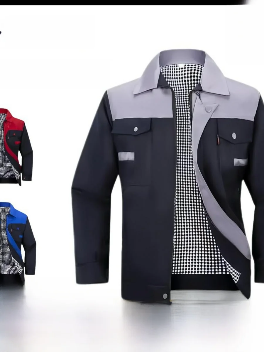 

Thiened Double Layer Work orm Set Wear Resistant Dirt Proof Autumn Winter Long Sve Auto Repair Construction Site Lab...