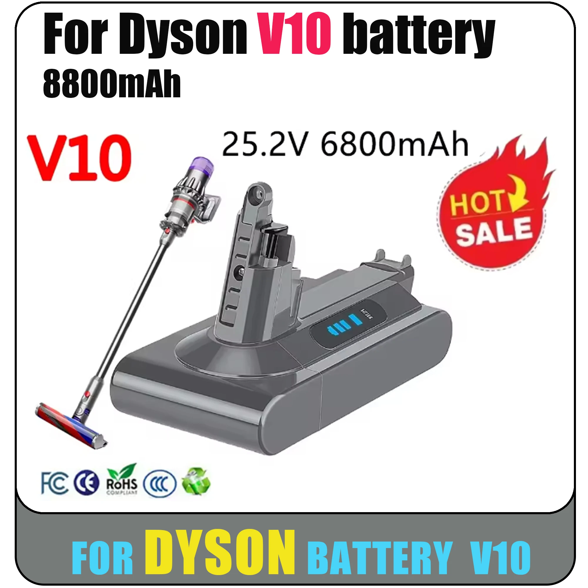 Сменный аккумулятор для Dyson V10 SV12, 8800 мАч, аккумулятор Dyson V10, абсолютный пушистый циклонный аккумулятор SV12 Сменный аккумулятор для Dyson V10 SV12, 8800 мАч, аккумулятор Dyson V10, абсолютный пушистый циклонный аккумулятор SV12