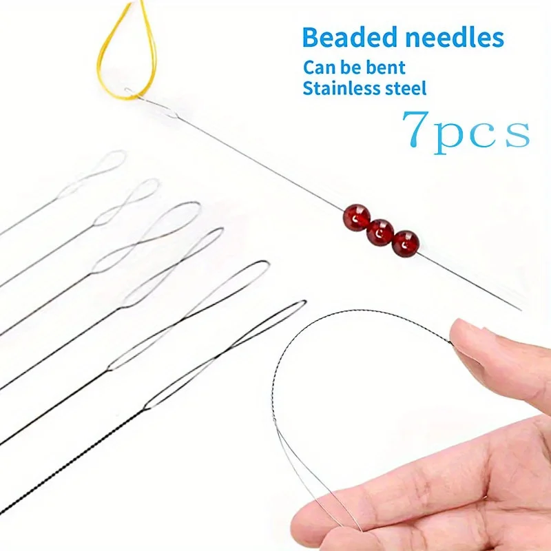 7 stuks roestvrijstalen kralenaalden magische fijne kraal DIY sieraden maken gereedschap handwerk kralenaccessoires stevig duurzaam flexib - afbeelding 1