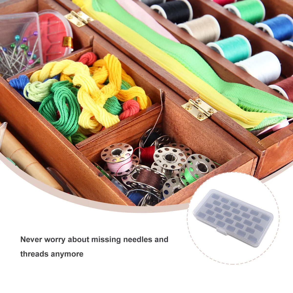 

1Pcs Sewing Bobbin Box Plastic Case Upgraded Sponge Storage Organizer Lightweight Portable for Thread Spools Sewing Bobbin Box