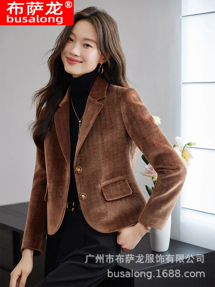 

2025New Stylish Fashion Suit Casual Women's Long Sleeve Professional Blazer Formal Women's Single Jacket Workwear8663