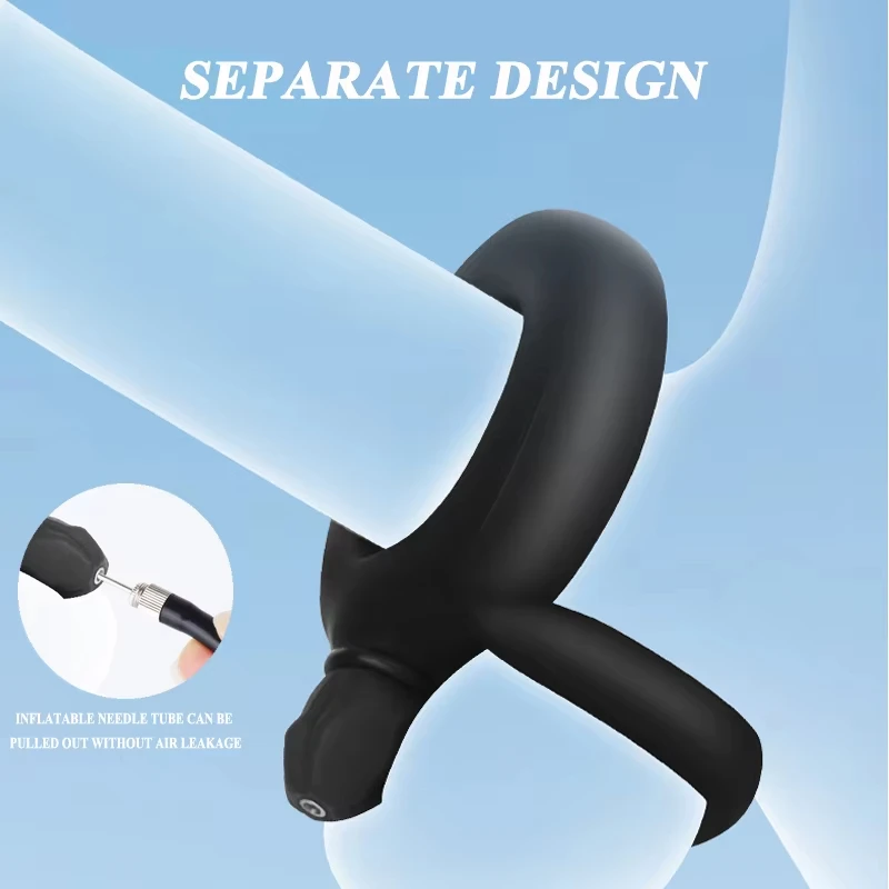 Anillo inflable para retrasar la eyaculación del pene, silicona líquida, mejora de la erección, anillo para el pene, entrenamiento de coqueteo, masturbador masculino, Juguetes sexuales