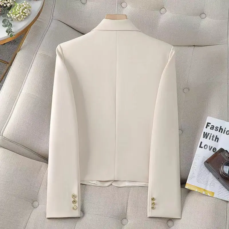 Women\'s Jacket Chic Elegant All Match Casual Office Work Solid Chic Single Button Business Design Fashion Jacket Top