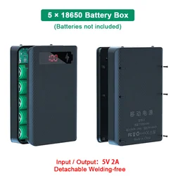 5*18650 Battery Power Bank Case 10W Dual USB Mobile Phone Charger Detachable Welding-free DIY Batteries Storage Box Shell Holder