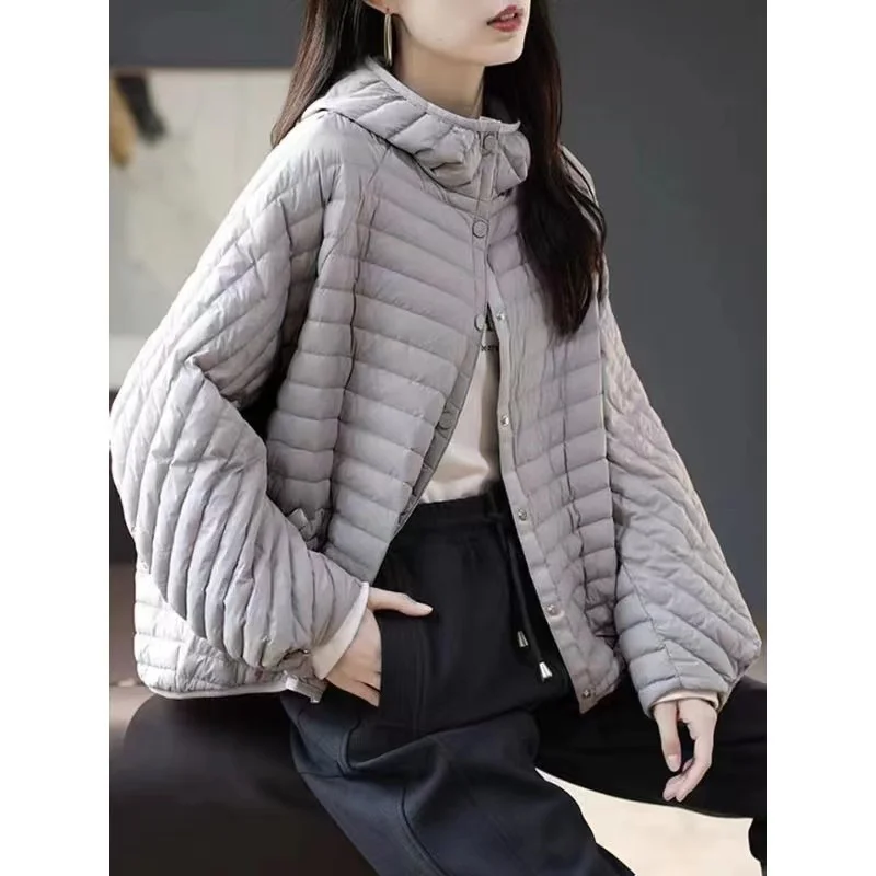 Autumn Winter Jacket Women Fashion Lightweight Hooded Down Cotton Overcoat 2024 New Female Loose Casual Warm Parkas Outerwear