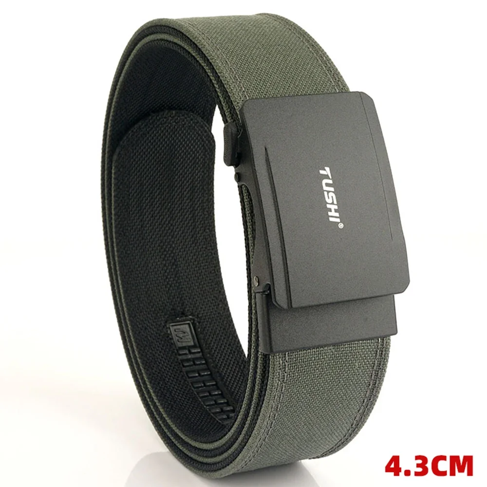 TUSHI Brand 4.3 Wide Thickened Gun Hanging Double-Layer Nylon Belt Versatile Casual Outdoor Tactical Automatic Buckle Mens