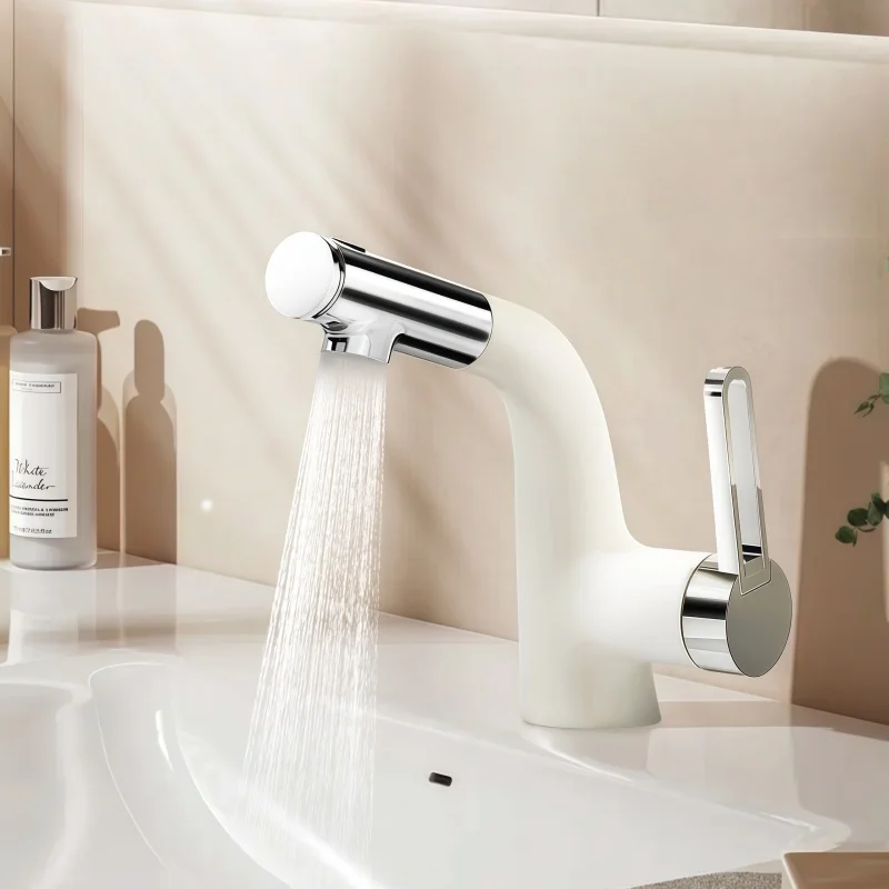 Household Washbasin Micro Bubble Dopamine Faucet Universal Hot and Cold Pull-out Telescopic Mouthwash Bathroom Faucet