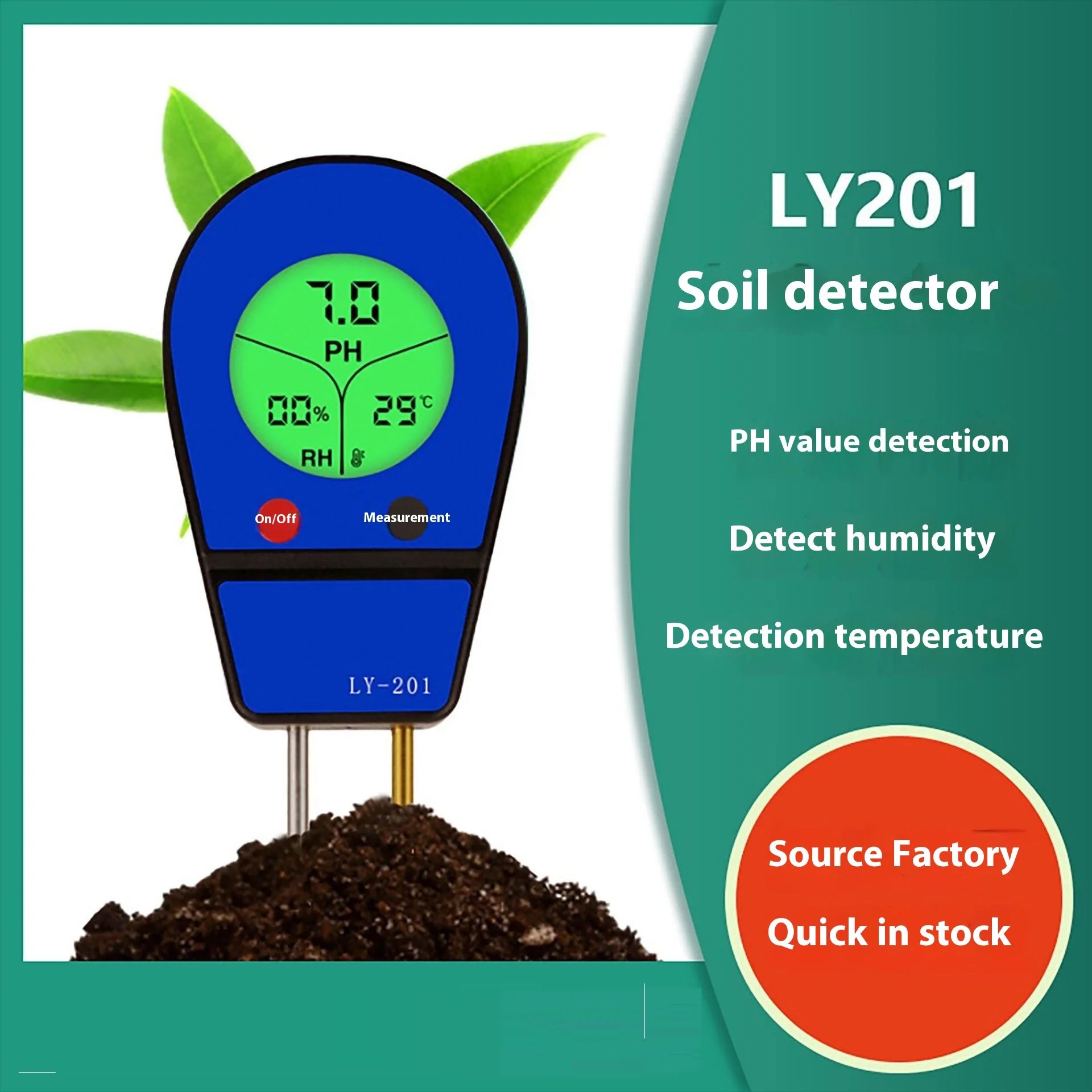 3 in 1 Soil Ph Meter Moisture Temp Ph Tester Humidity Sunlight Garden Flowers Moist Detector Soil Moisture Sensor Meter