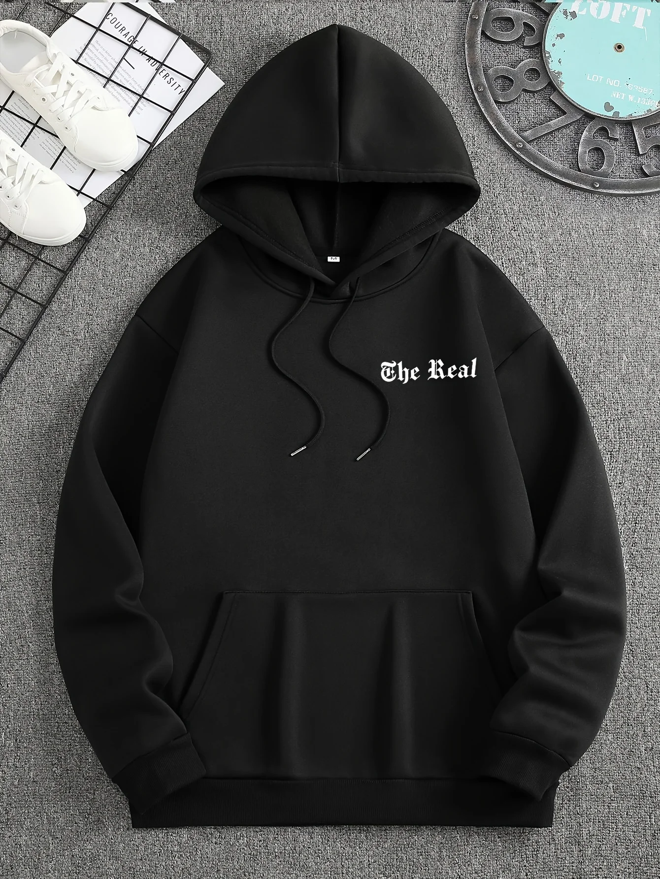 Winter and Autumn Men's Casual Sports Stylish All-Purpose Commuting English Letter Print Warm Hooded Sweatshirt
