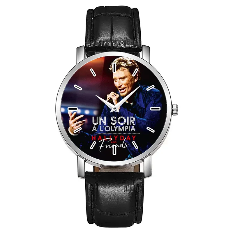

New Fashion Watch Black Strap Johnny Hallyday Fan Gift Quartz Wristwatch