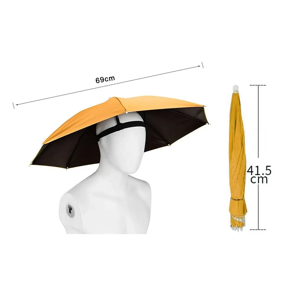 Outdoor Foldable Head Umbrella Hat Windproof Fishing Head Wearing Sunshade Rain Gear Portable Umbrella Camping Beach Head Hats