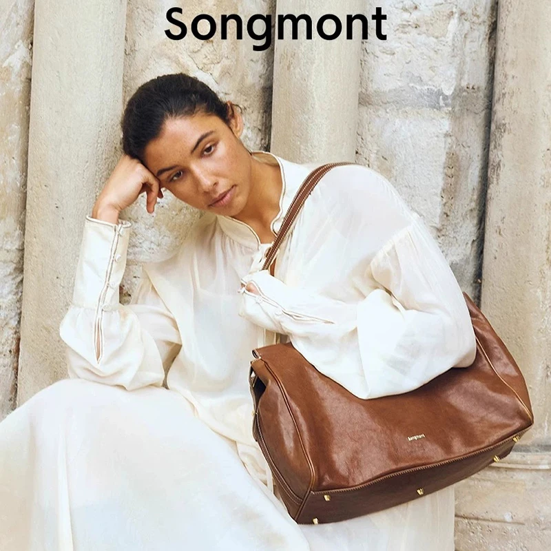 

Стильная новая высококачественная универсальная дорожная сумка Songmont с большой вместимостью, сумка-тоут из натуральной кожи.