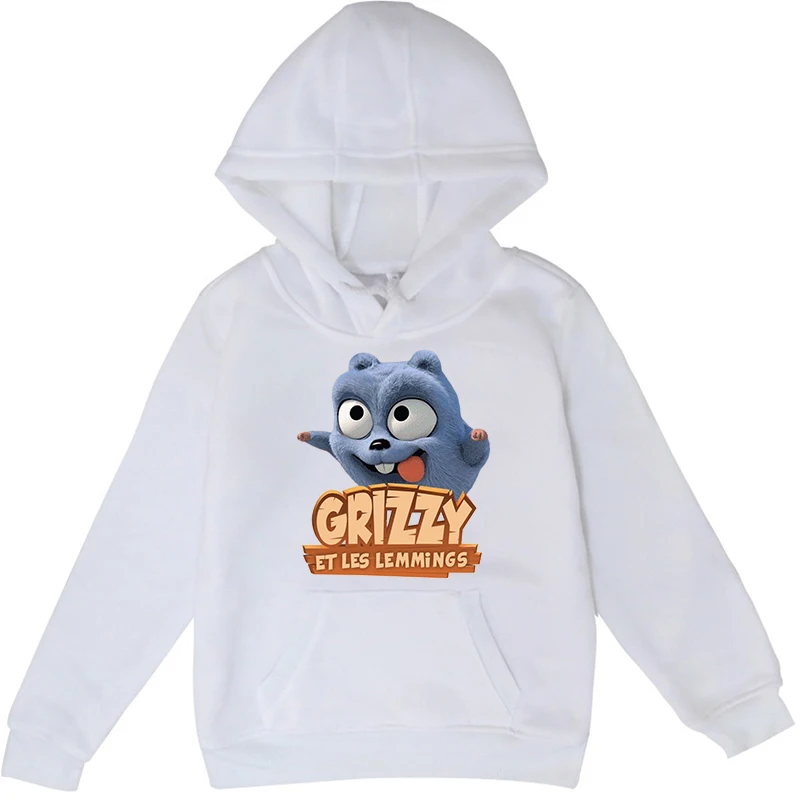 Grizzy And The Lemmings Print Hoodies Children Cartoon Sweatshirt Long Sleeve Pullover Sudadera Autumn Boys Girls Clothes Hoodie