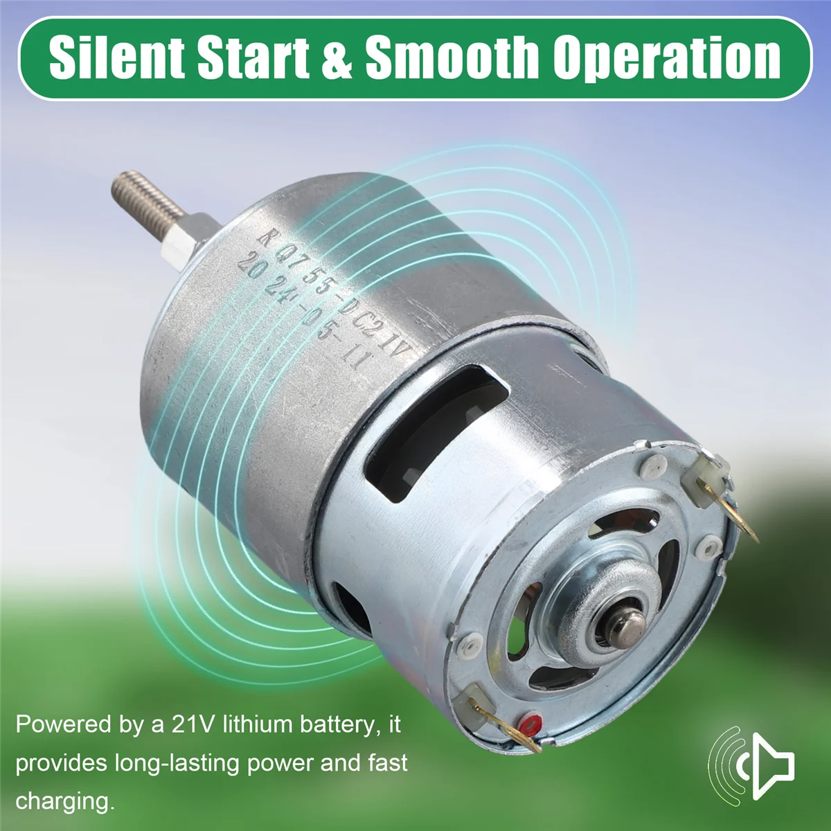 755 DC Motor for Weed Trimmer 21V Grass Cutter Motor with Long Shaft for Efficient Weed Cutting and Trimming