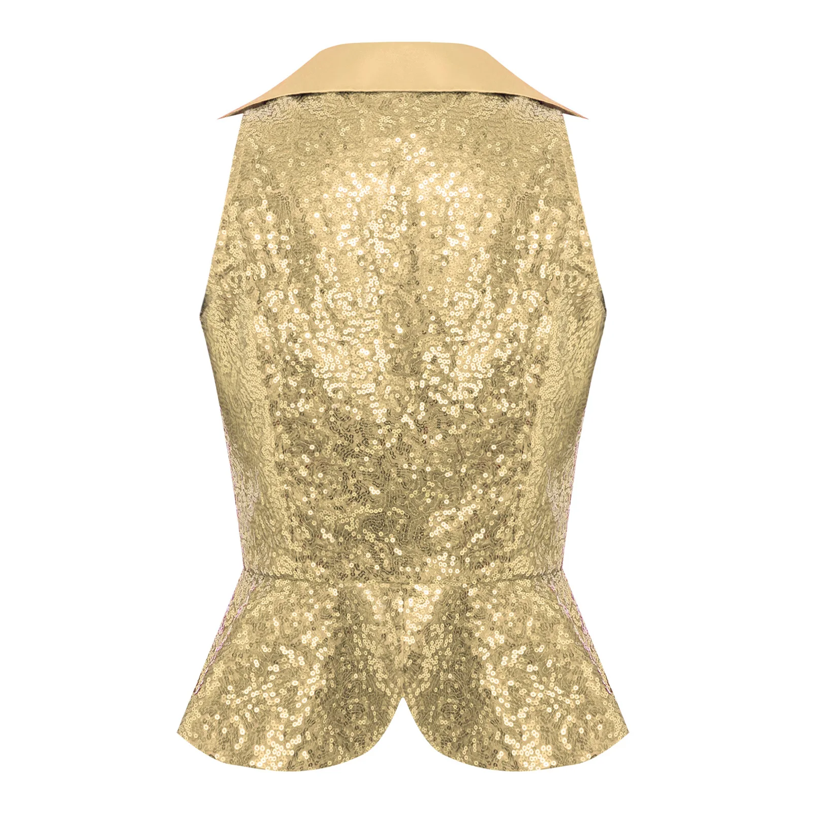 レディーススパンコールベストラペルキラキラ Cosutme ノースリーブベストナイトクラブジャズダンスパーティードレッシートップス絶賛音楽祭チョッキ