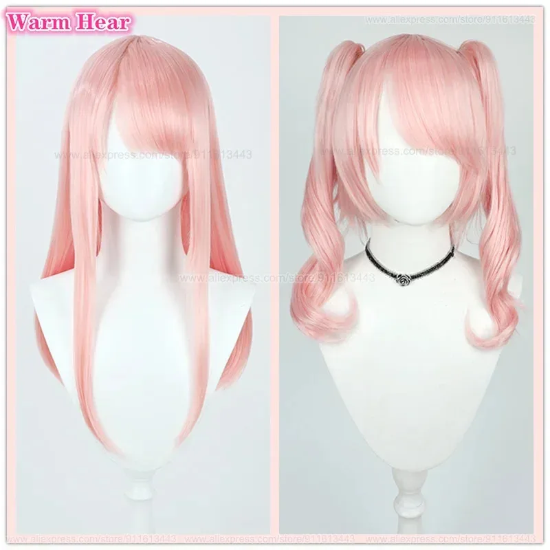 วิกผมคอสเพลย์อะนิเมะสไตล์อิเคียวมะ มิซึกิ แบบยาว 60 ซม./40 ซม. สีชมพูอ่อนแบบควัน ทนความร้อน x;3,v'6.f;9