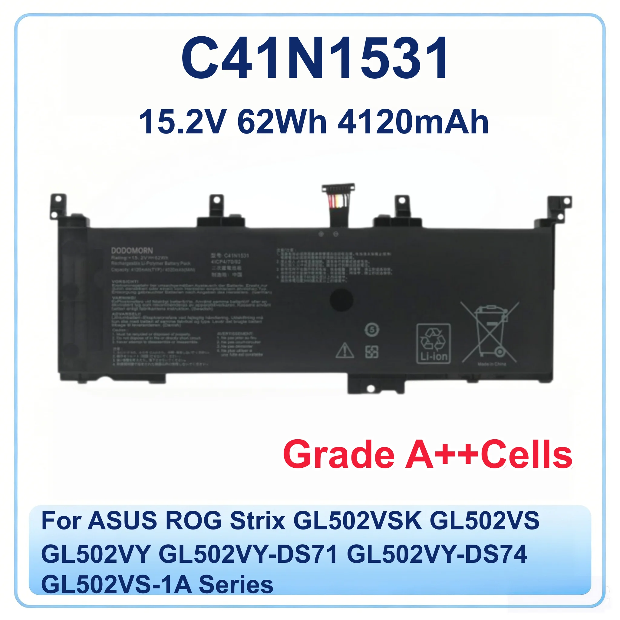 C41N1531 Laptop Battery For ASUS GL502VS GL502VY GL502VT G502VSK FX502VS 0B200-01940100 Gaming Notebook