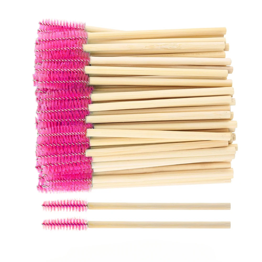 100pcs Eyebrow Eyelash Brushes Wooden Eyelash Spoolies Mascara Wands Lip Applicator for Eyelash Extension Makeup Tool