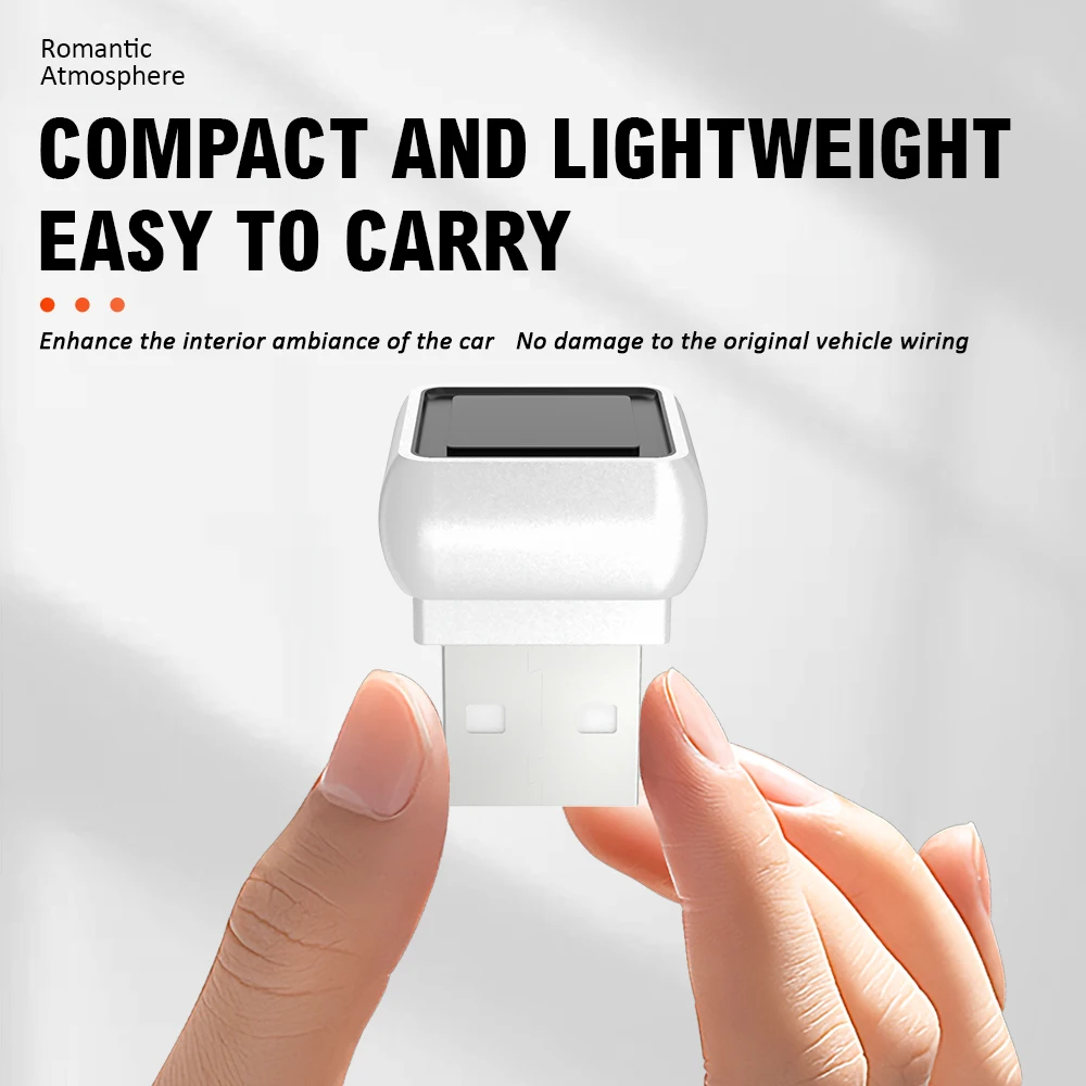 Car USB Ambient Lighting, Square Portable LED Bedside Lamp, Plug-and-Play Interior Decoration Lighting for Cars