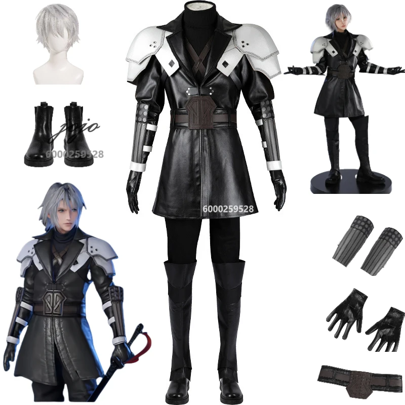 

Game FINAL FANTASY FF7 Sephiroth Cosplay Costume Adult Black Outfit Halloween Party Anime Clothes Shoes Role Playing Comic Con