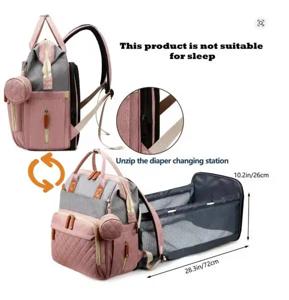 Folding Mommy Bag Lightweight Portable Folding Crib Bed Large-capacity Baby Backpack Female Mommy Outting Bag Nappy Stroller Bag