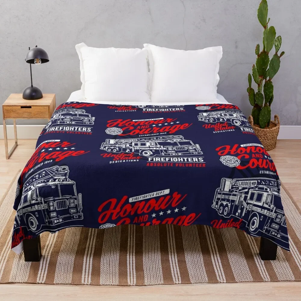 Honour And Courage. Fire Department. Throw Blanket Hair Thermal for sofa blankets ands Blankets