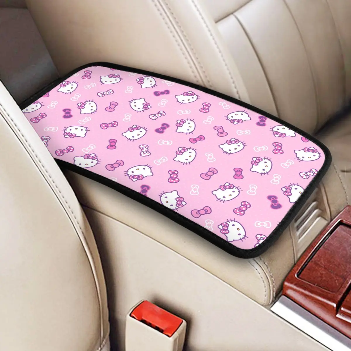 Sanrio Hello Kitty Auto Center Console Pad Waterproof Kitty White Car Interior Decor Armrest Seat Box Cover for Most SUV Truck