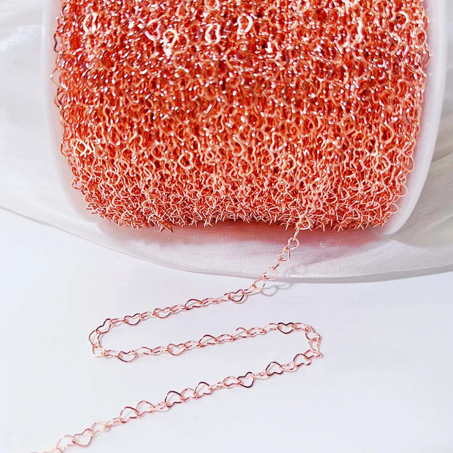 

5Meters 1Meter 3x4mm Rose Color Love Heart Chain Copper Link Chains Bracelet for Jewelry Making DIY Handmade Necklace Components
