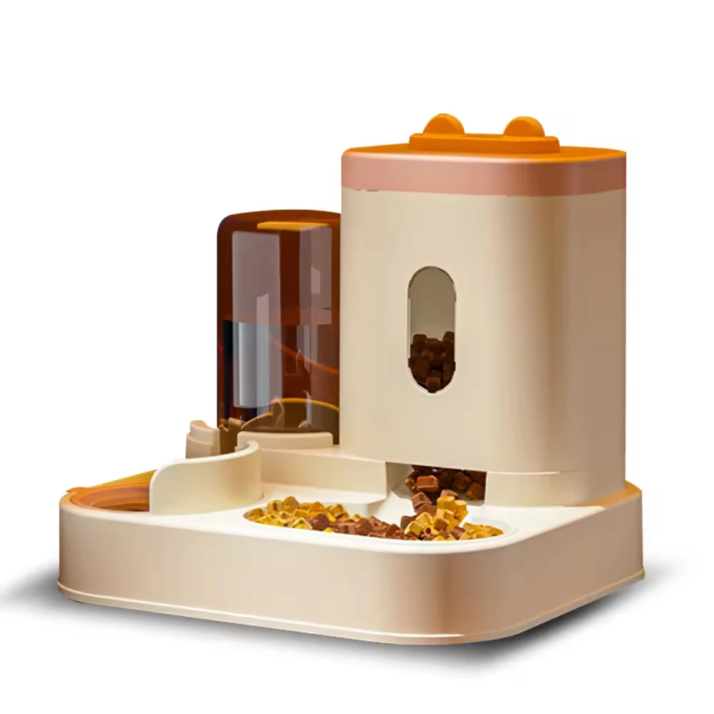 

Eco-Friendly Solid Pattern Automatic Cat and Dog Food Dispenser Includes Water Fountain and Storage Bowl Plastic Pet Supplies