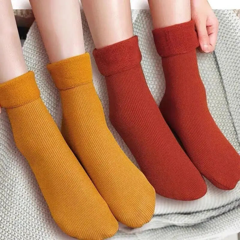 

1/5pairs Winter Warm Socks Women Thicken Thermal Snow Stocking Soft Velvet Wool Cashmere Home Sleeping Snow Boot Terry Sock