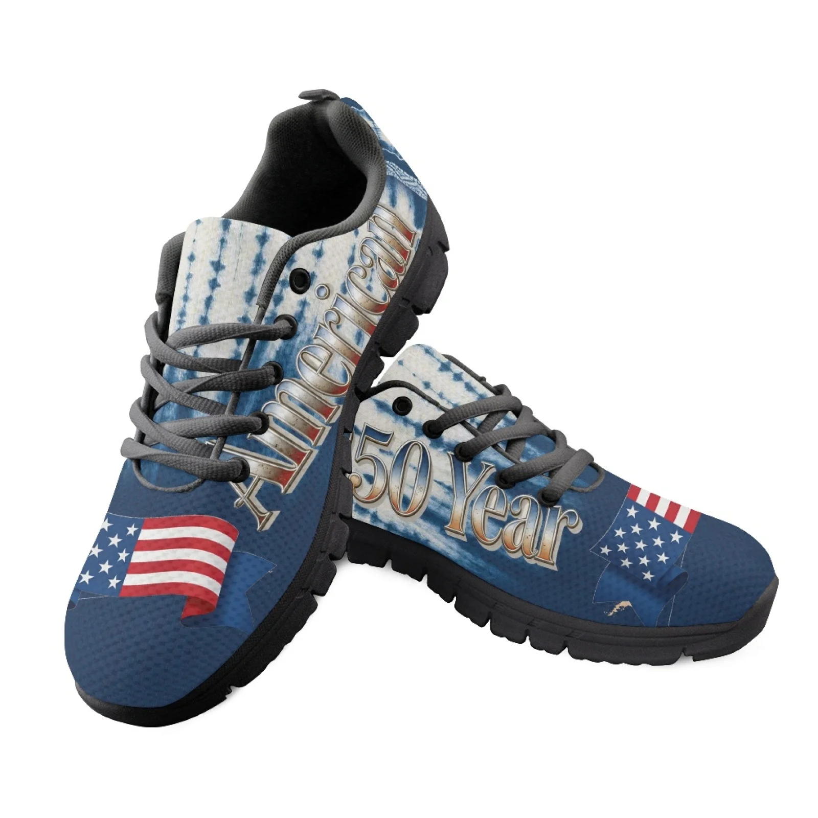 Coloranimal Indigo Pattern Mens Nursing Shoes for Women Comfortable Flat Mens Athletic Sneakers Footwear for Outdoor