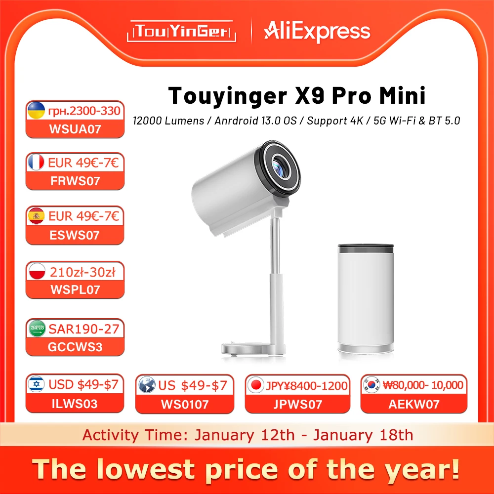 Touyinger X9 pro Mini Native 1080P Smart Projector 4K Android 13 Video WiFi Bluetooth Home Theater Projector