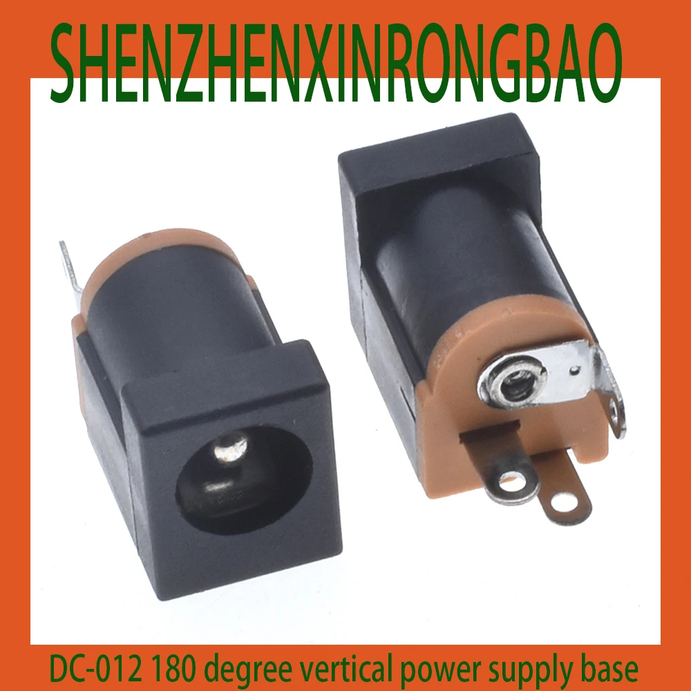 10Pcs DC-012 180degree vertical DC power supply base DC012DC charging socket inner diameter 5.5 * 2.1/2.5MM three pin round hole