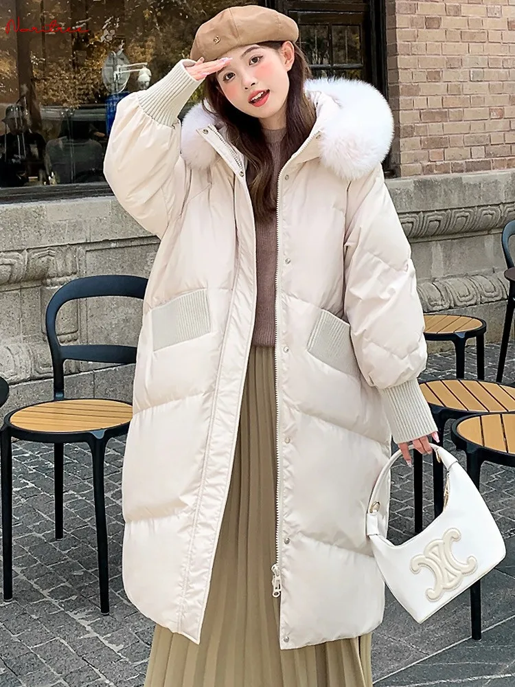 5XL Fit Cold Winter Duck Down Coats Oversize Women\'s Big Real Fox Fur Hooded down coat female thicker warm Fluffy Parkas wy1700