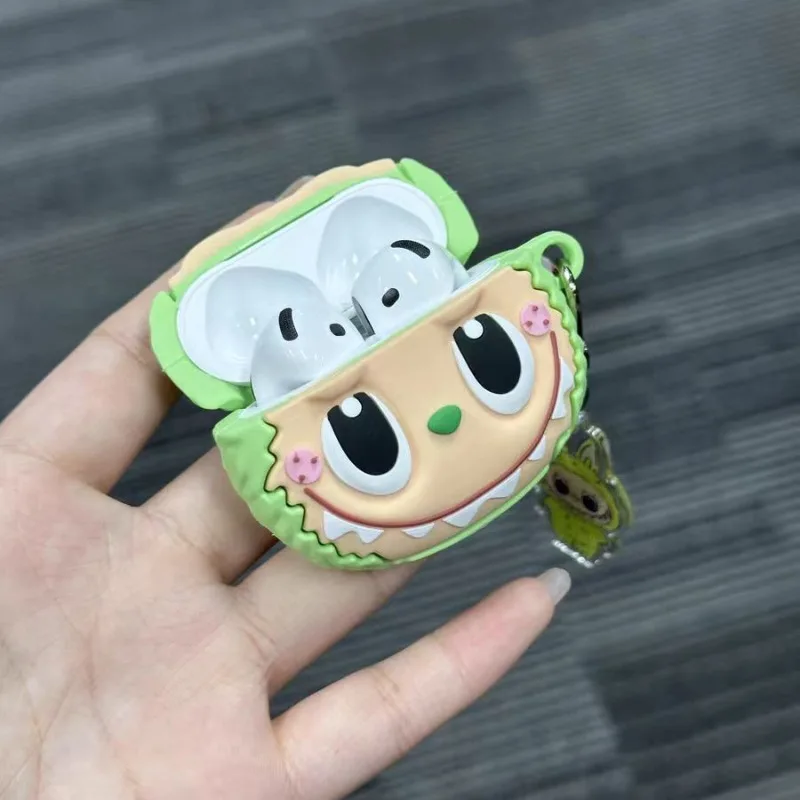 For Apple AirPods 1 2 3 4 Pro 2 Case 3D Labubu Cute Cartoon Silicone Earphone Protective Case Headphone Box With Pendant Cover