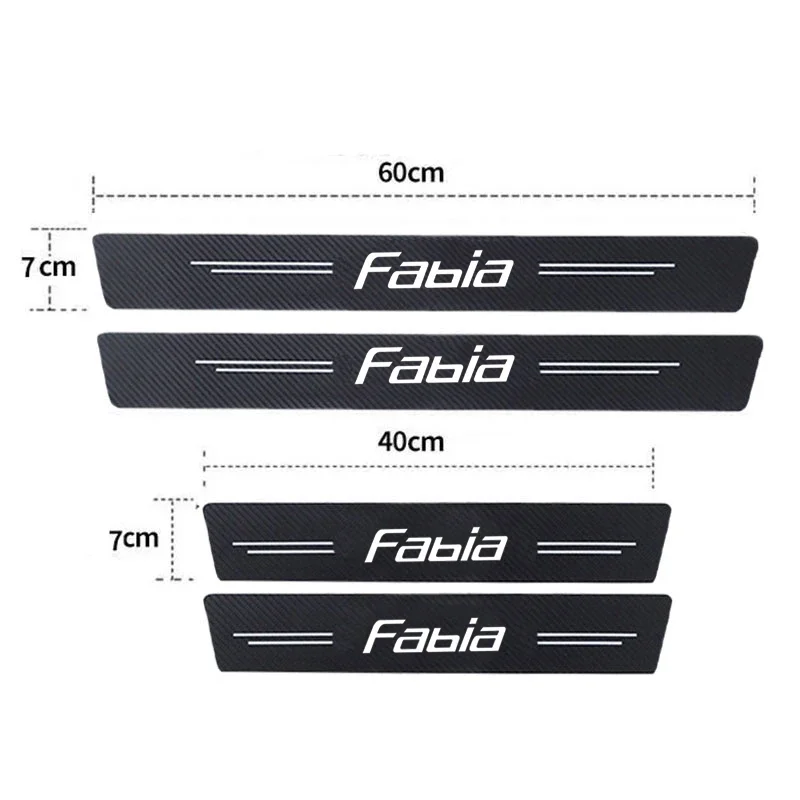 Luminous Carbon Fiber Car Door Sill Stickers for Skoda Fabia Logo Threshold Anti Scratch Tape Waterproof Decals Accessories