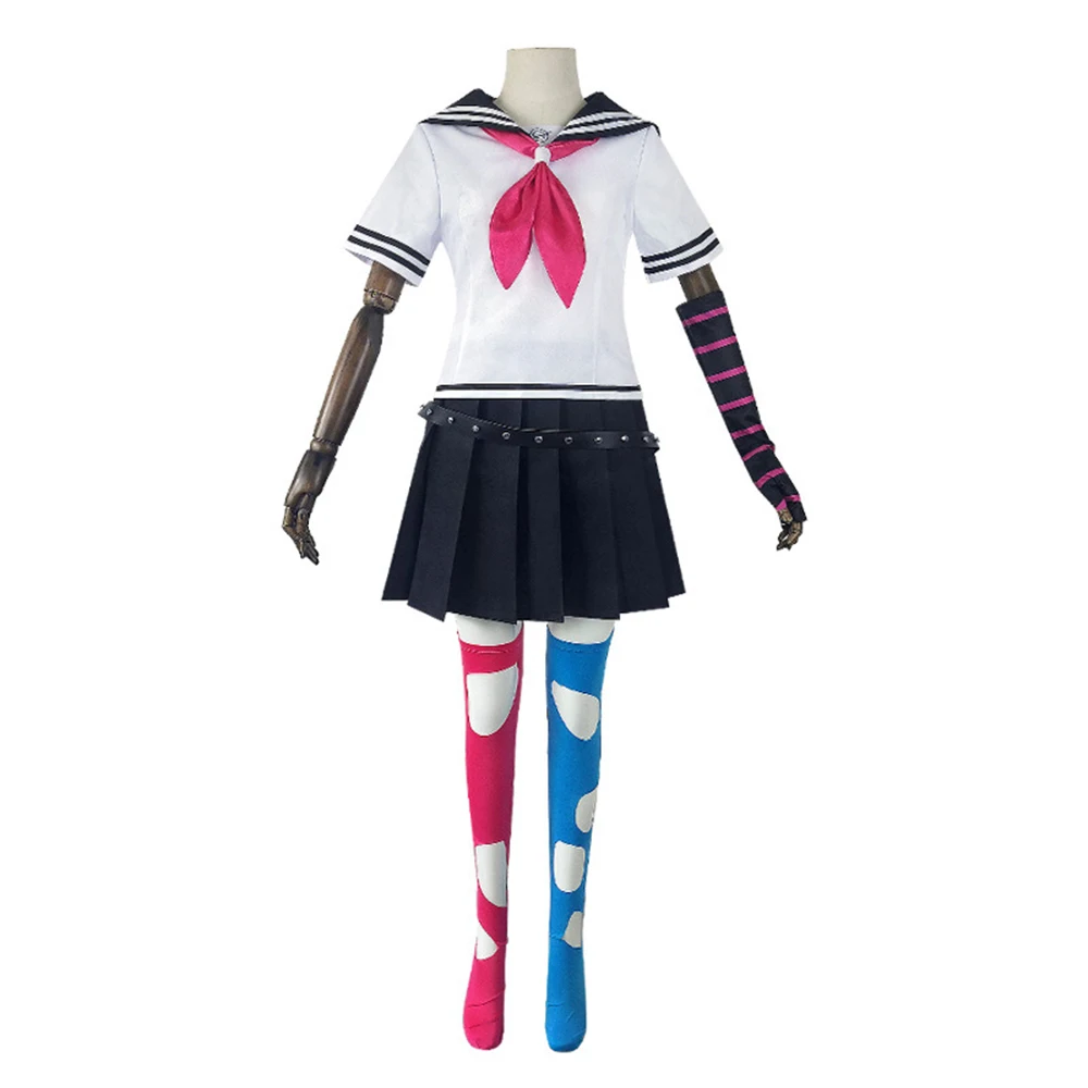 Disfraz de Anime Danganronpa Mioda Ibuki para hombre y mujer, 6 piezas, Falda corta, medias, Halloween, Carnaval, ropa divertida, accesorios