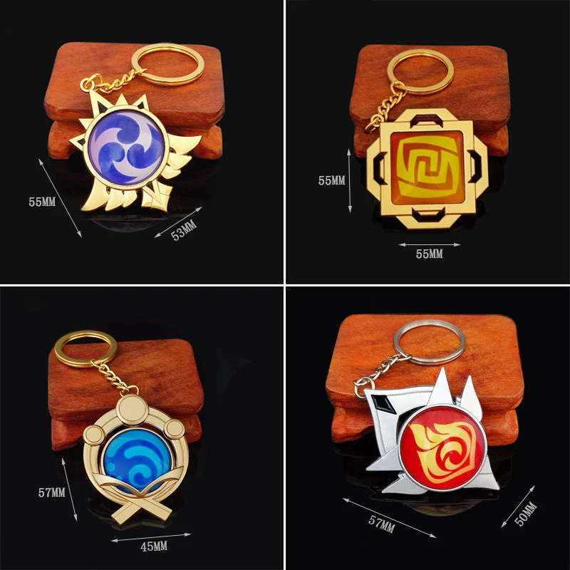 KeyRing Ganyu Game Genshin Impact Vision Lnazuma Keychain Luminous Eye Of Original God Toy 7 Element Weapons Keqing Wendi Xiao