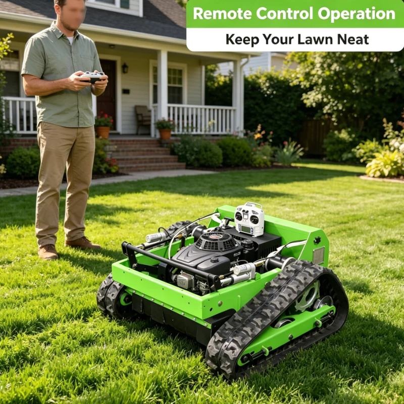 Remote Control Lawn Mower With  Engine And Rubber Tracks For Slope And Orchard Grass Cutting
