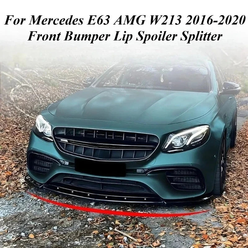 

For Mercedes E63 AMG W213 2016-2020 Front Bumper Lip Spoiler Splitter Kit Aggressive Style Carbon Fiber Look Body Styling Parts