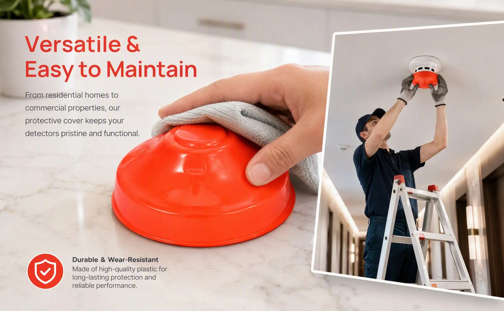 2Pcs Smoke Cover Plastic Fire Alarm Protector Prevent False Alarms during Cooking Baking Smoke Guard