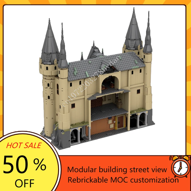 3607PCS MOC Medieval Castle Custom Puzzle Model Magic School Modular Viaduct Entrance Hall Technical DIY Birthday Holiday Gifts
