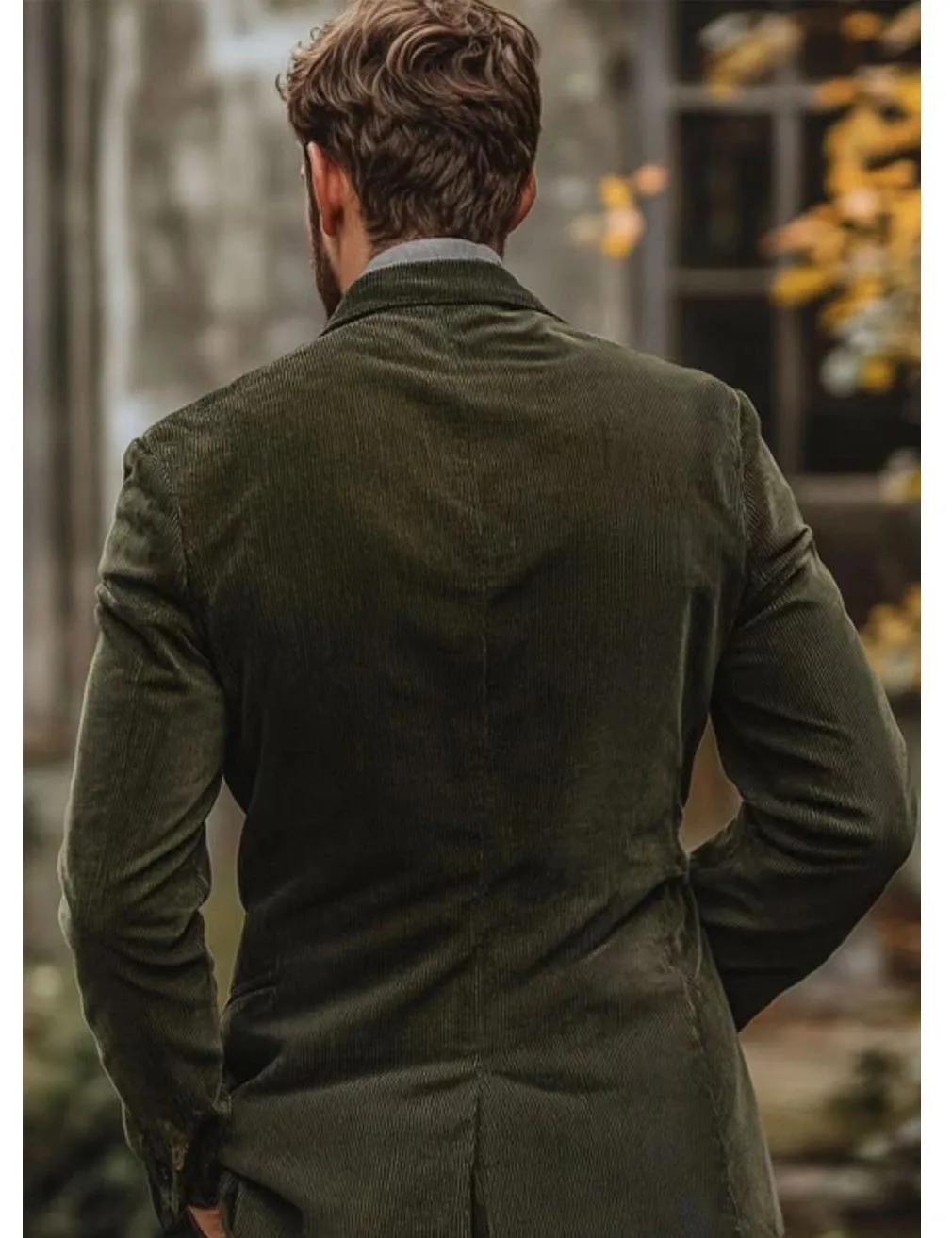 Fall 2-piece  Men's Suit Set Corduroy Double Breasted Suit Business Casual Tailored For Party Weddings Groom's Suit Jacket Pants