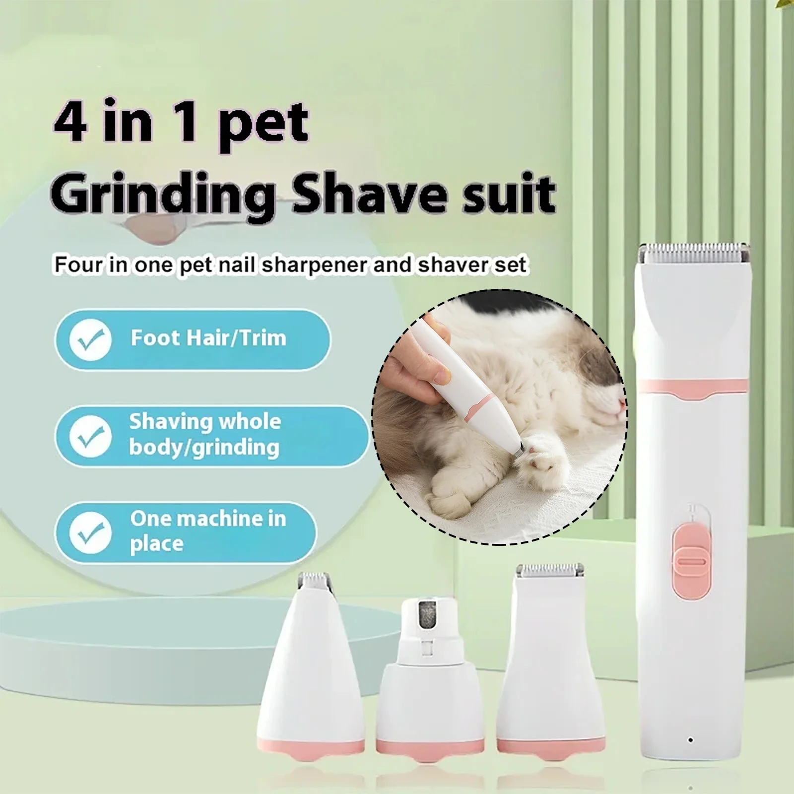 

4-in-1 Multi-functional Electric Dogs Clippers For Grooming Cordless Dog Shaver Clippers Trimmers Low Noise Pet Grooming Tools